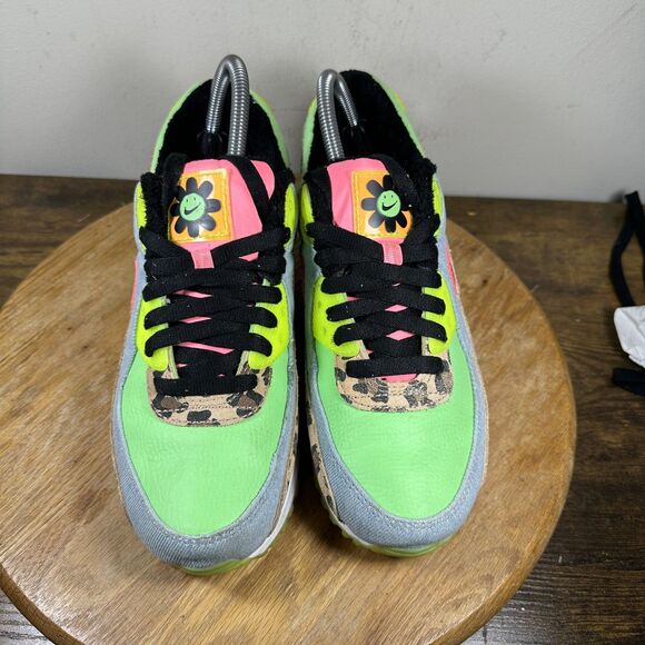 Nike Air Max 90 SE Shoes Womens Size 9.5 Animal Camo Smile Face Cw3499-300 - Picture 2 of 8
